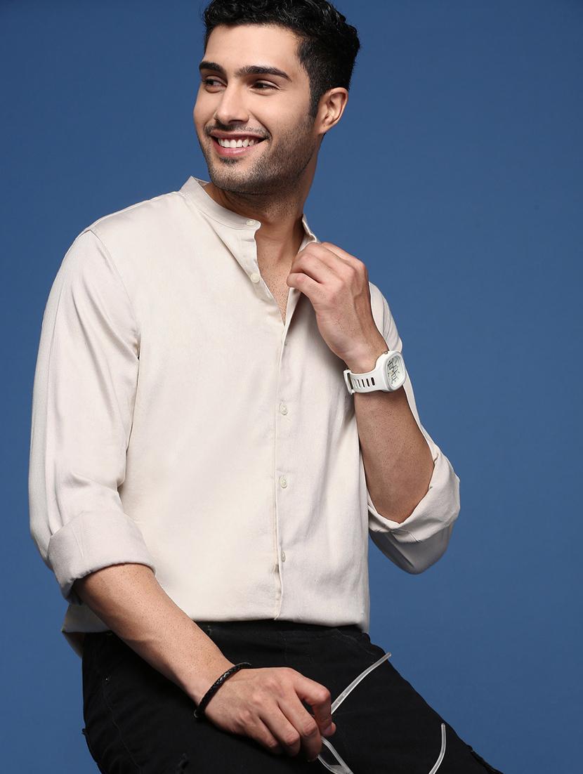 men long sleeved solid casual shirt - 21378818 - Standard Image - 2