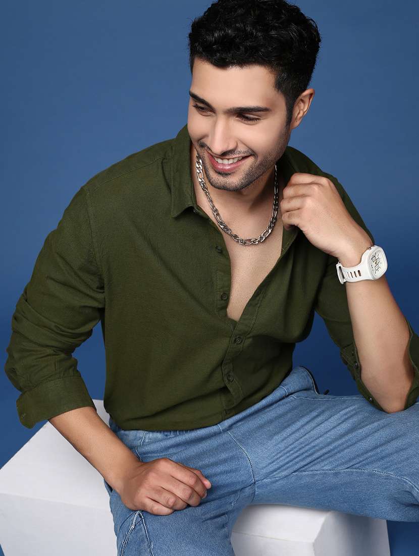 men long sleeved solid casual shirt - 21378820 -  Standard Image - 2