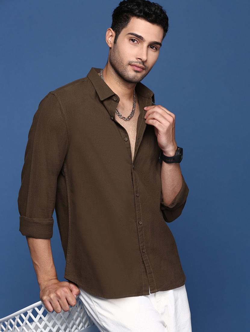 men solid cotton casual shirt - 21378821 - Standard Image - 2