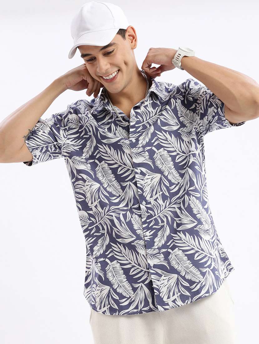 blue printed cotton casual shirt - 21378840 -  Standard Image - 2