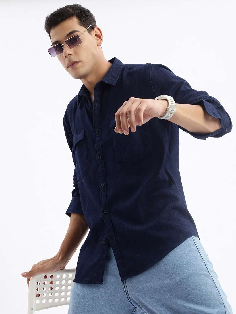men solid cotton casual shirt - 21378847 -  Standard Image - 2