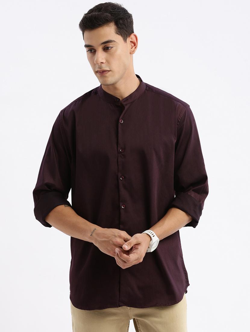 men long sleeved solid casual shirt - 21378867 -  Zoom Image - 0
