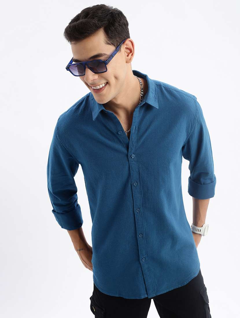 men solid cotton casual shirt - 21378868 -  Standard Image - 2