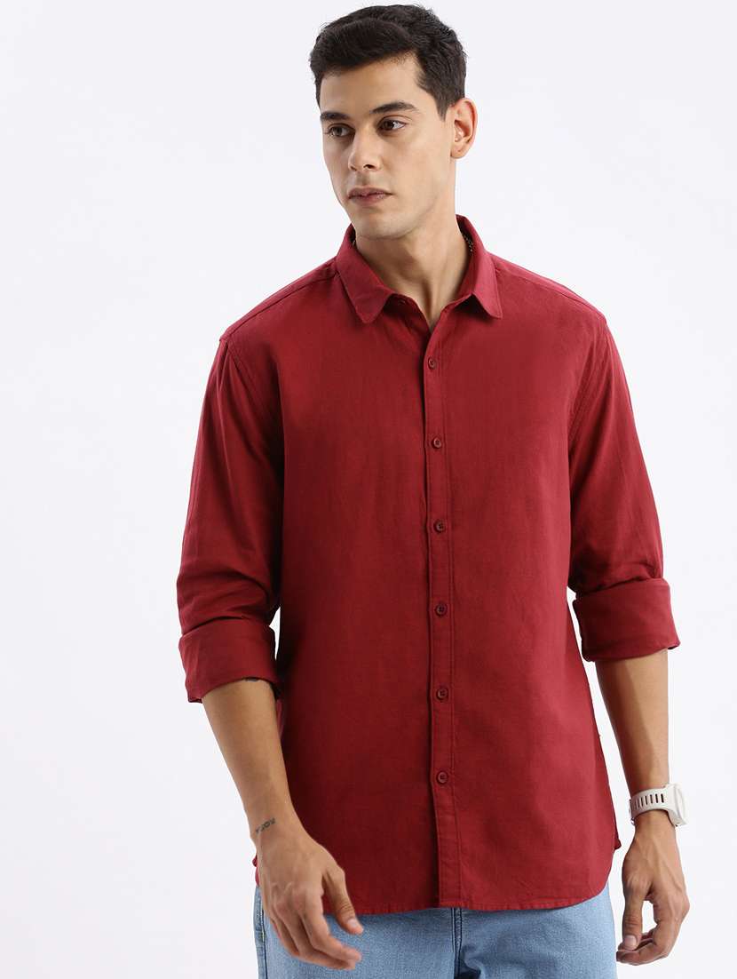men long sleeved solid casual shirt
