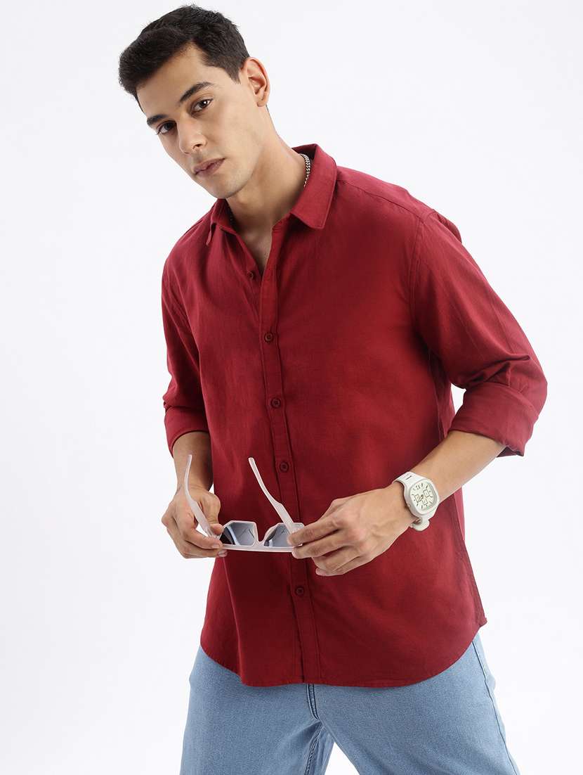men long sleeved solid casual shirt - 21378870 - Standard Image - 2
