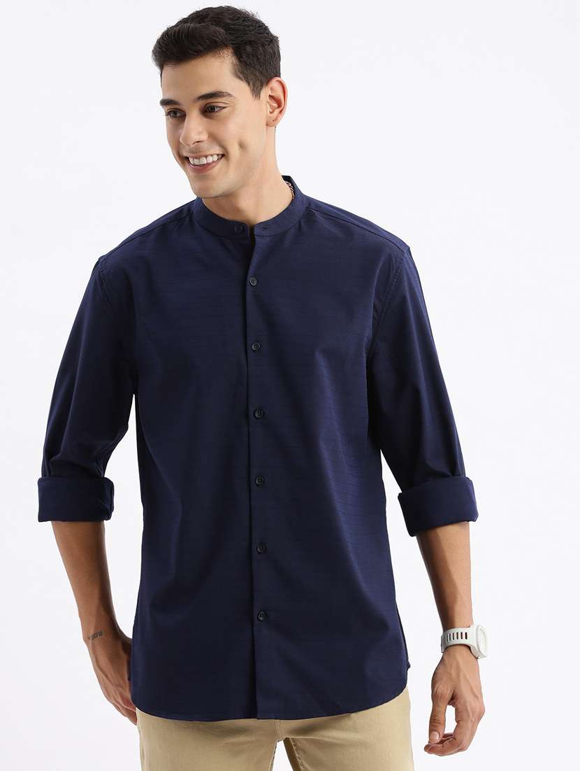 men long sleeved solid casual shirt