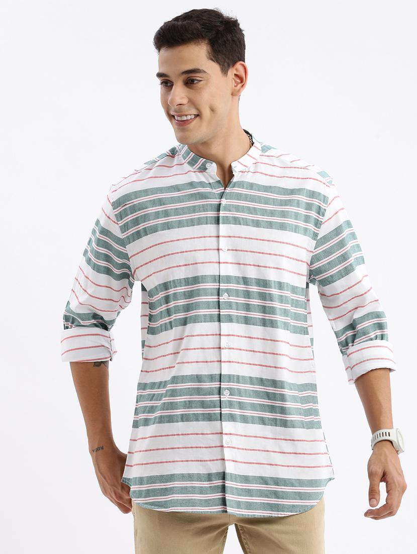 men long sleeved striped casual shirt - 21378873 - Zoom Image - 0