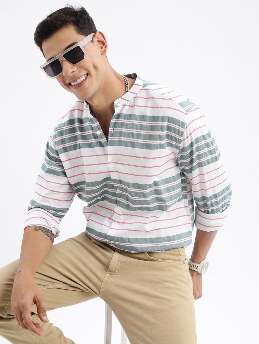 men long sleeved striped casual shirt - 21378873 - Standard Image - 2