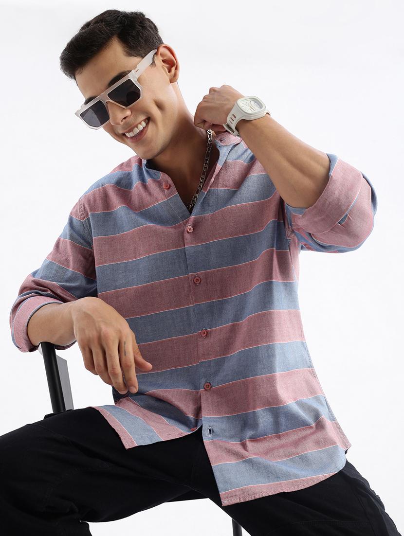 men long sleeved striped casual shirt - 21378874 - Standard Image - 2