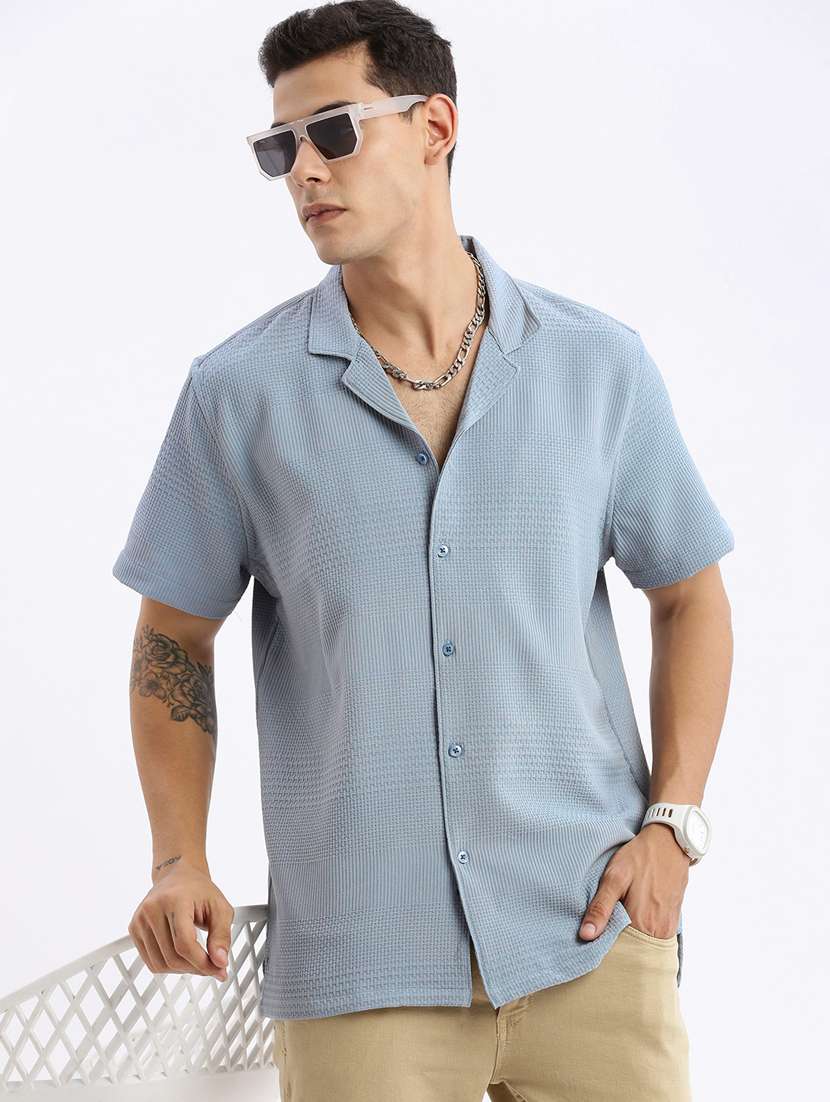 men short sleeved solid casual shirt - 21378889 -  Standard Image - 2
