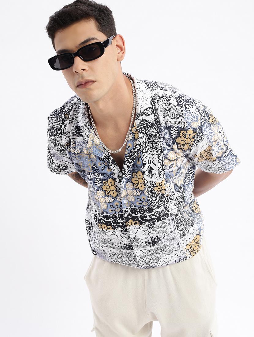 men short sleeved printed casual shirt - 21378900 - Standard Image - 2