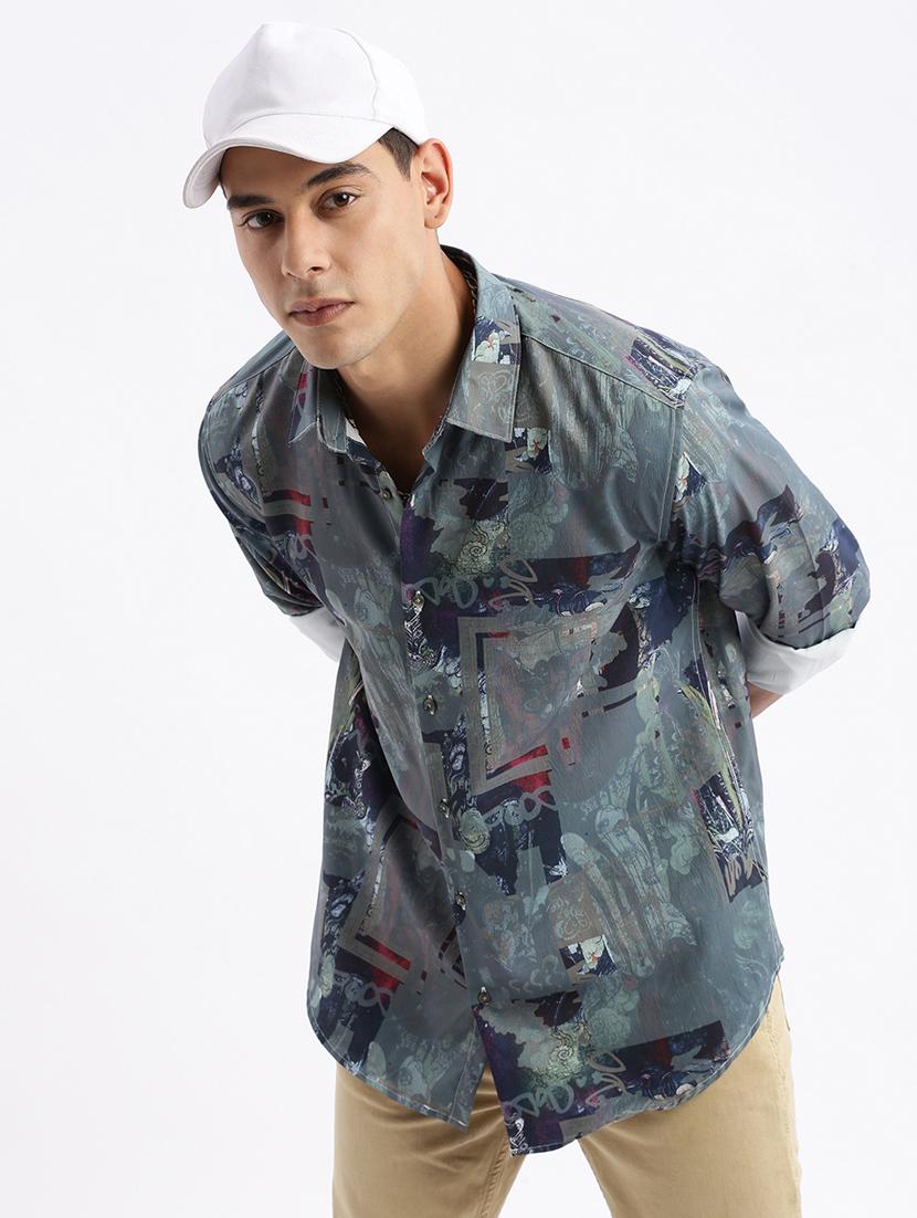 men long sleeved printed casual shirt - 21378902 - Standard Image - 2