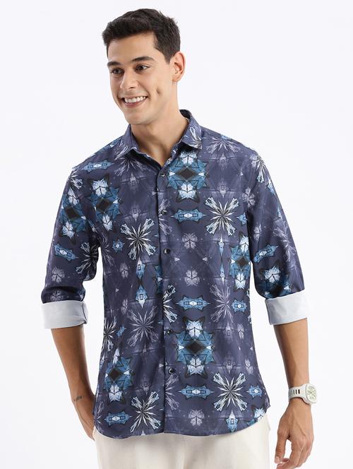 men long sleeved printed casual shirt - 21378904 - Standard Image - 0