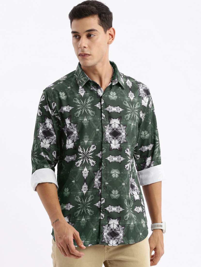 men long sleeved printed casual shirt - 21378911 -  Zoom Image - 0