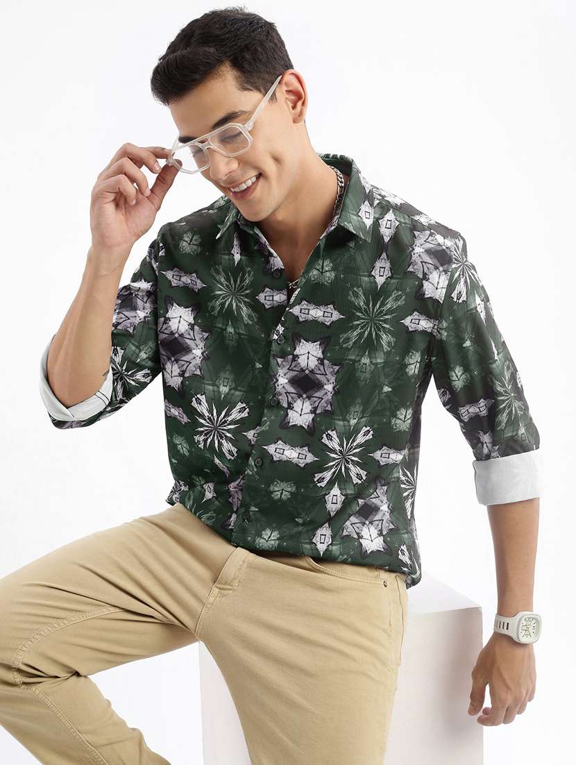 men long sleeved printed casual shirt - 21378911 - Standard Image - 2