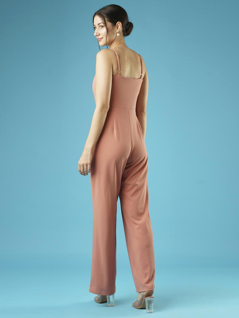 globus women pink sweetheart neck adjustable strappy shoulder jumpsuit - 21379001 - Standard Image - 2