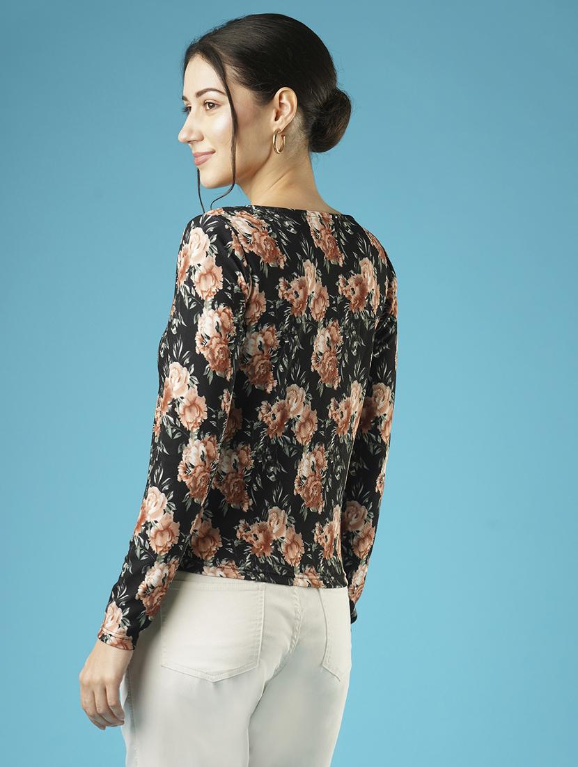 globus women black sqaure neck overall floral print top - 21379012 - Standard Image - 2