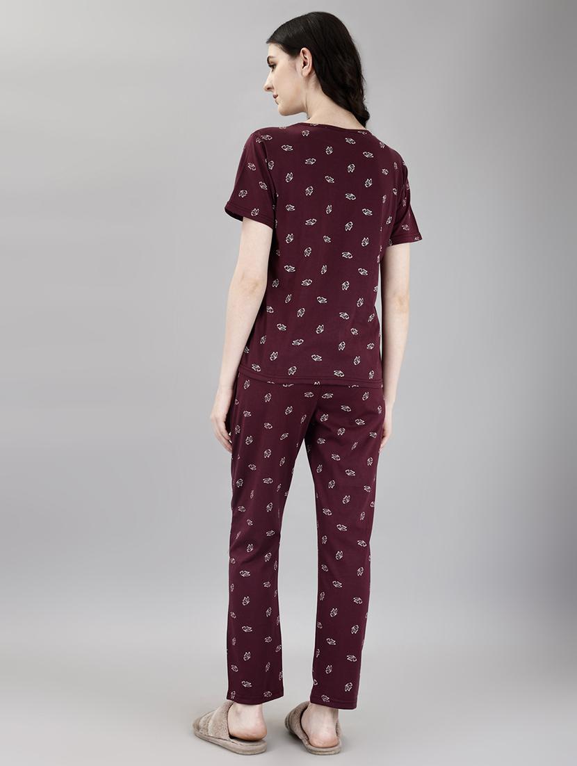 women printed pyjama nightwear set - 21380444 - Standard Image - 2