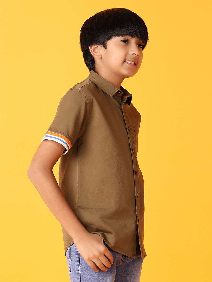 boys brown solid shirt - 21381606 -  Standard Image - 2