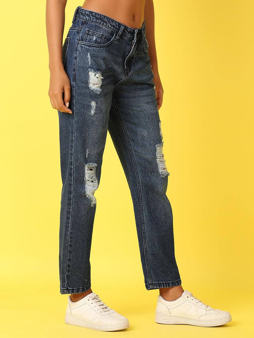 women blue distress jean - 21381823 - Standard Image - 2