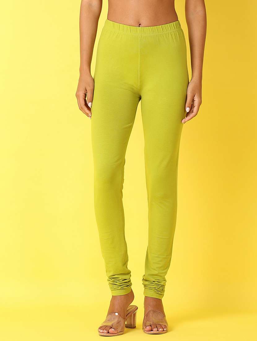 women solid mid rise full length legging