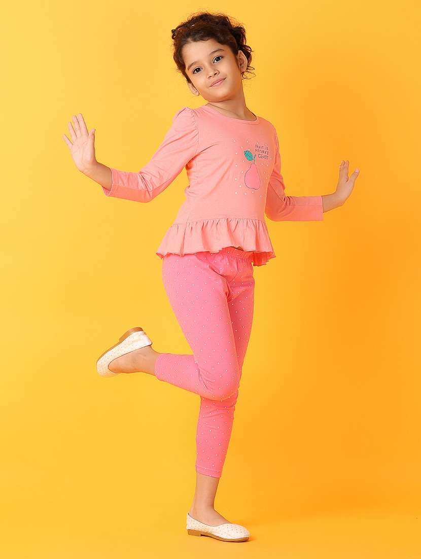 girls printed round neck twin set - 21381882 -  Standard Image - 2