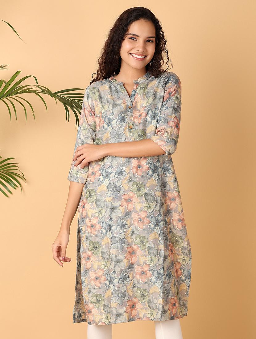 women three quarter sleeve straight kurta - 21381932 - Zoom Image - 0