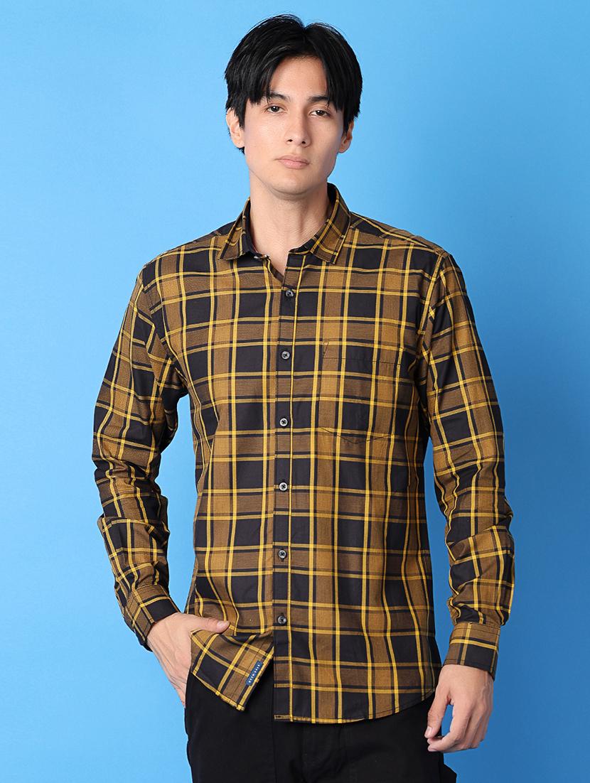 men checks long sleeve casual shirt - 21382038 -  Zoom Image - 0