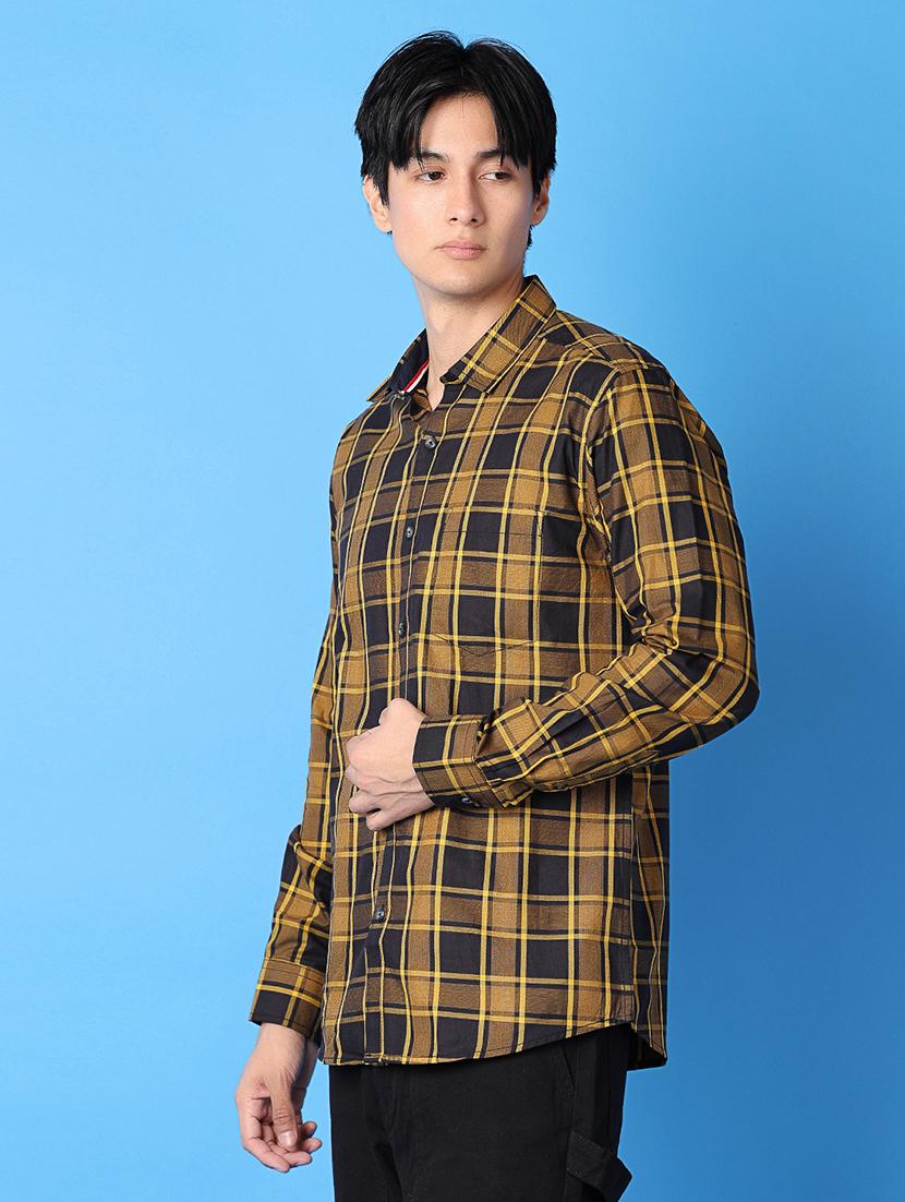 men checks long sleeve casual shirt - 21382038 - Standard Image - 2