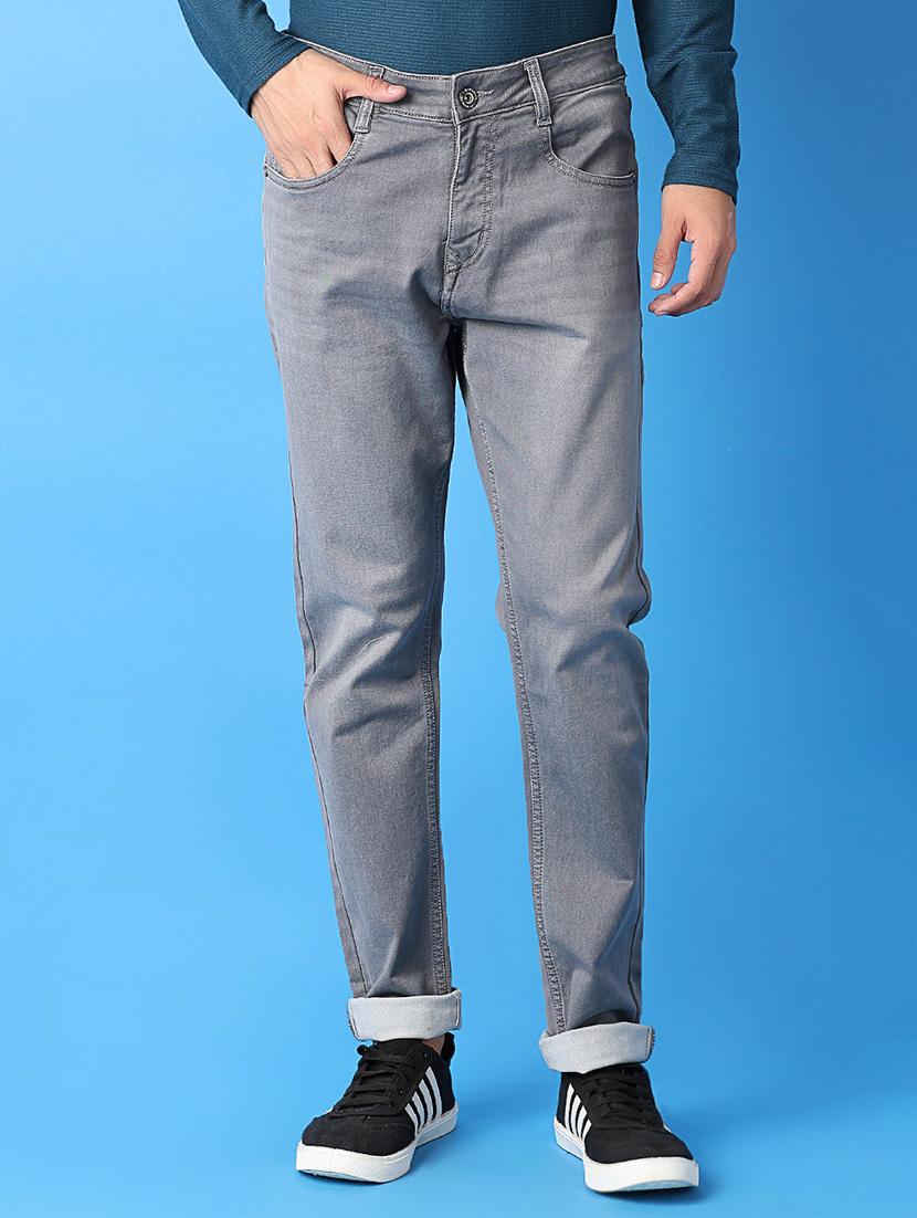 men mid rise plain jeans