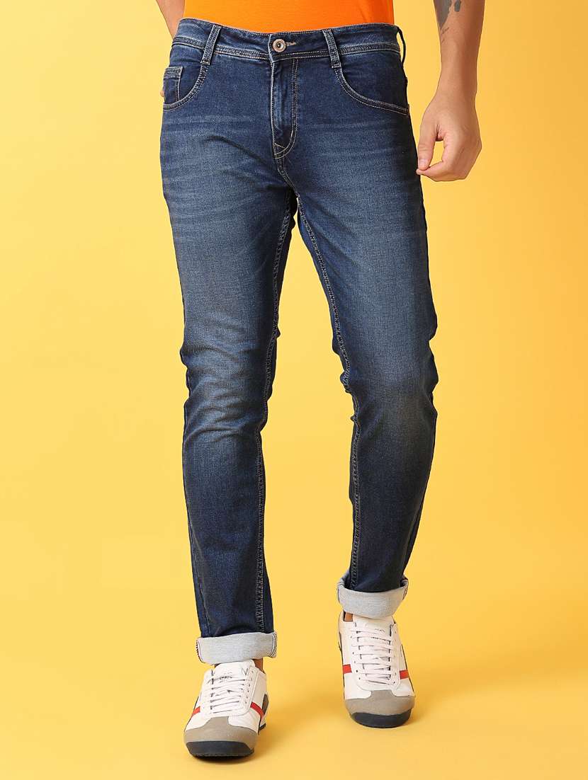 men blue plain jean