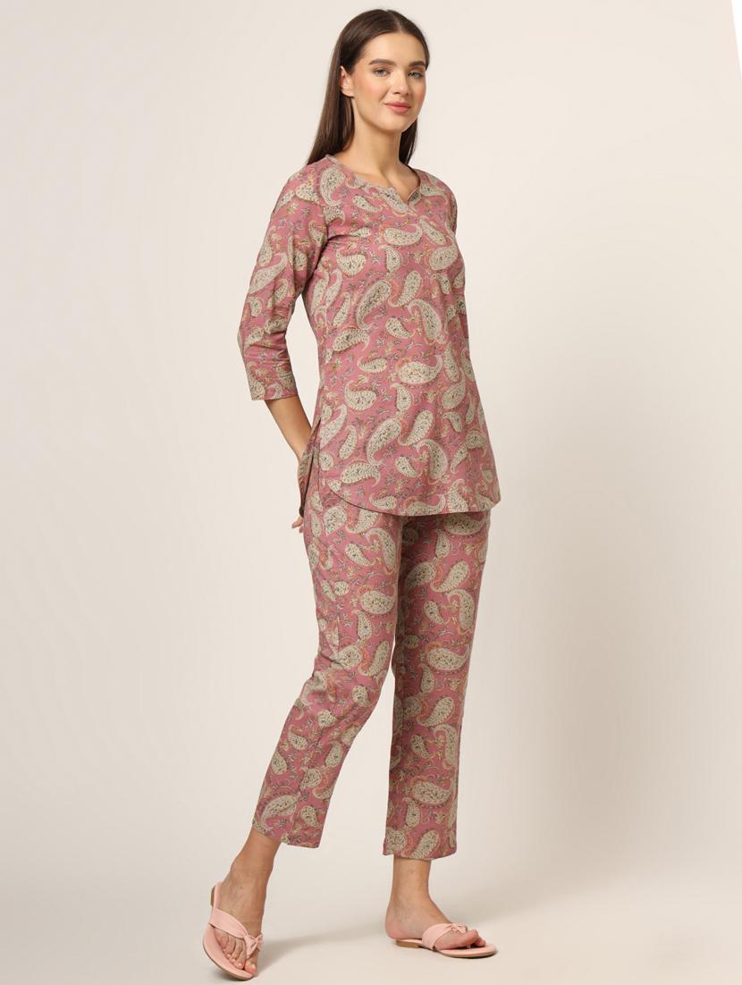 women printed pyjama nightwear set - 21382229 - Standard Image - 2