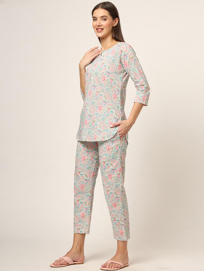 women printed pyjama nightwear set - 21382234 - Standard Image - 2