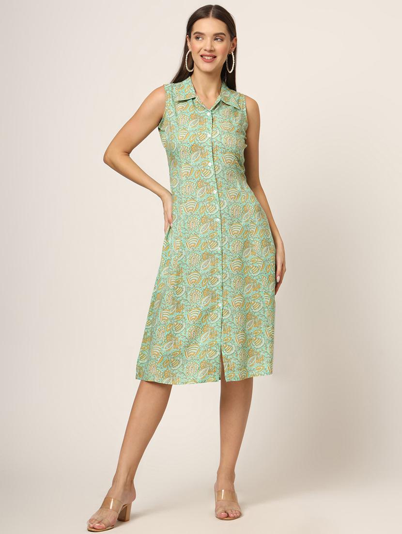 women green printed a-line ethnic dress - 21382241 - Zoom Image - 0