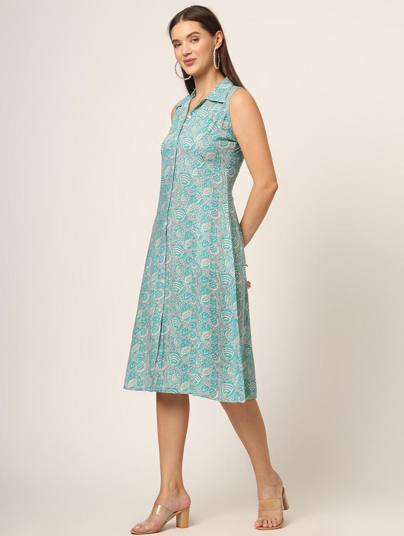 women light blue printed a-line ethnic dress - 21382242 - Standard Image - 2