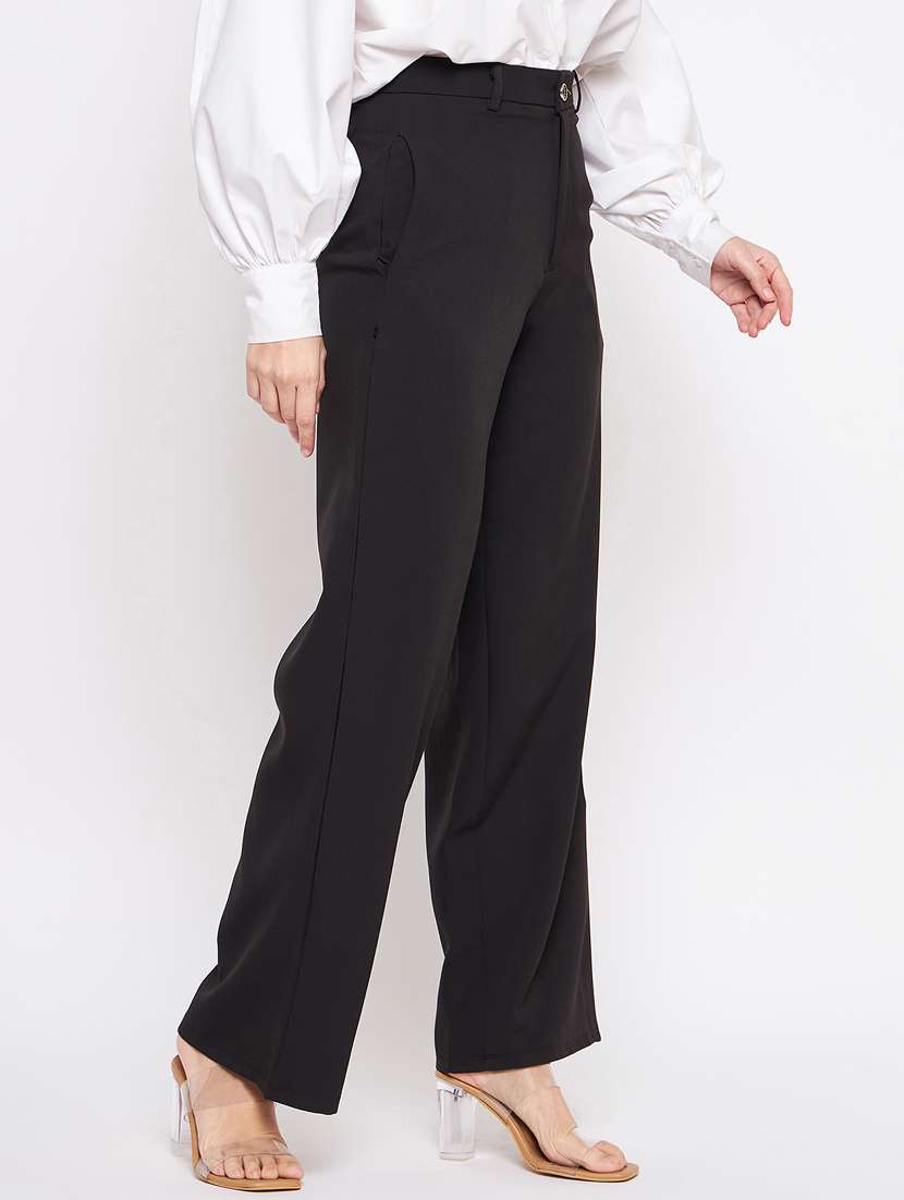 women black solids wide leg trouser - 21382263 -  Standard Image - 2