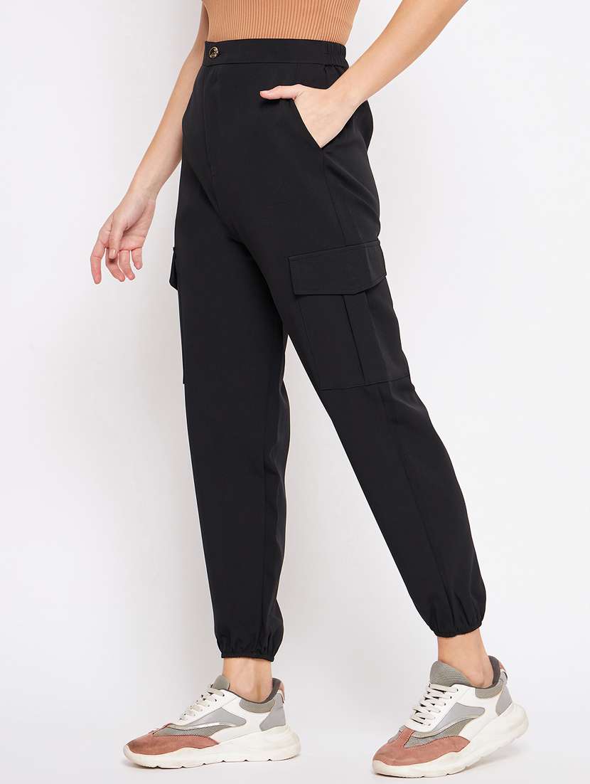 women black solids cargos trouser - 21382265 -  Standard Image - 2