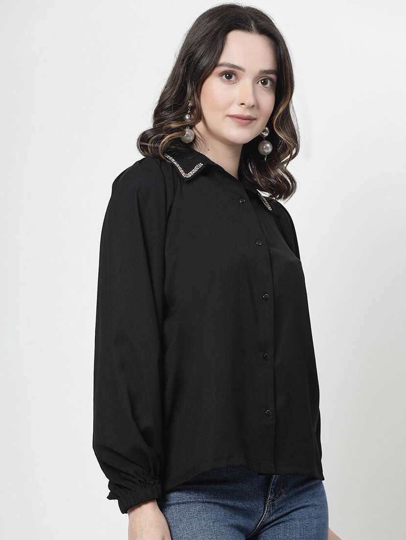 women black polyester regular shirt - 21382290 -  Standard Image - 2