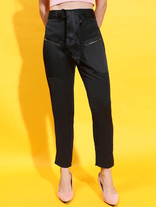 women black polyester peg trouser - 21382385 -  Standard Image - 0