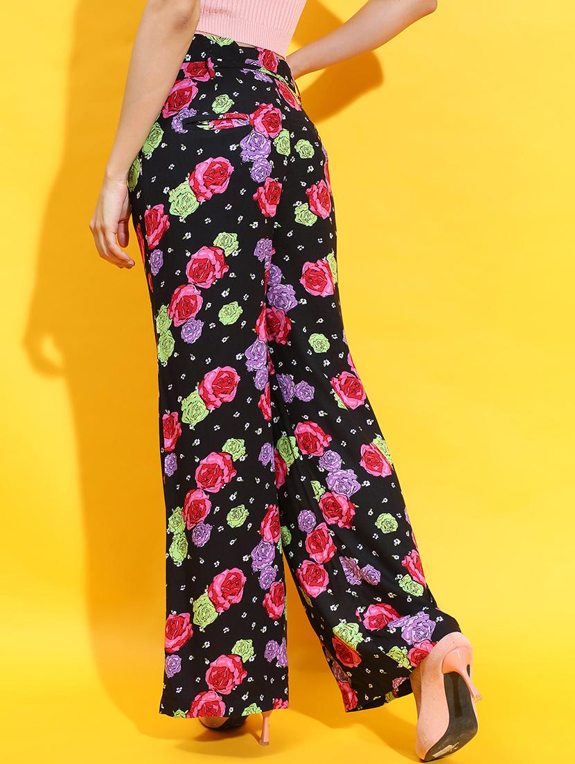 black floral printed tailored pants trouser - 21382386 - Standard Image - 2