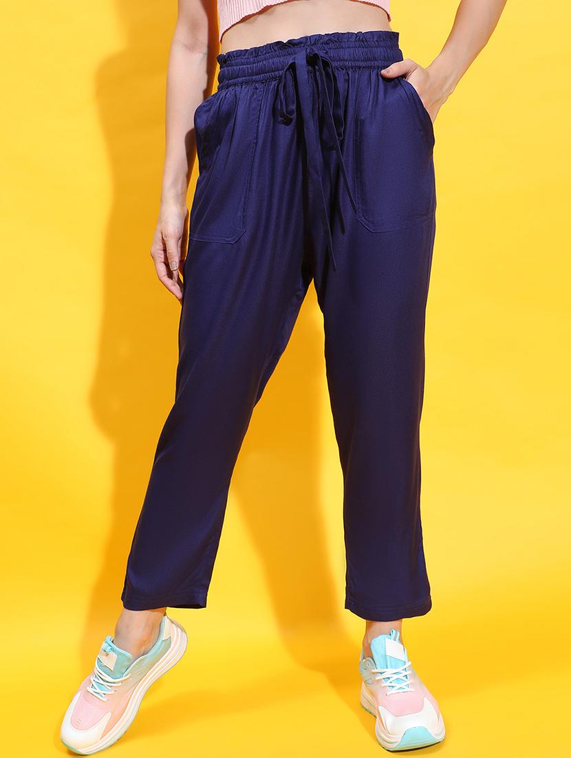 women blue solids tailored pants - 21382387 - Zoom Image - 0