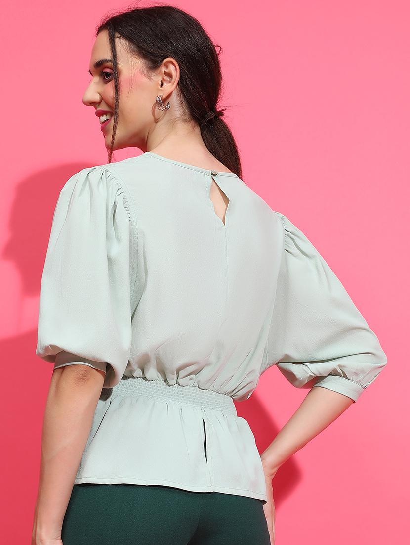 women mint green polyester peplum top - 21382395 - Standard Image - 2