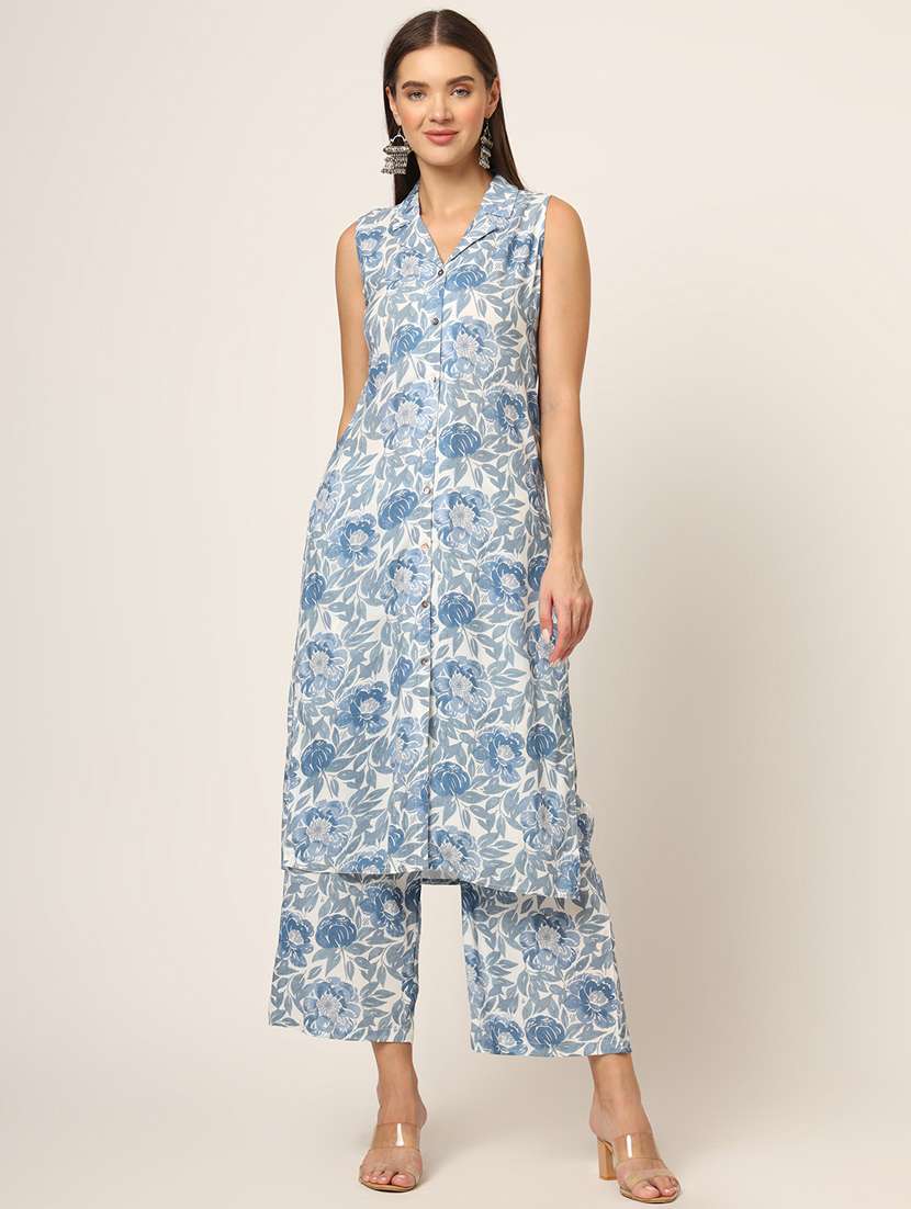 women floral printed kurta palazzo set