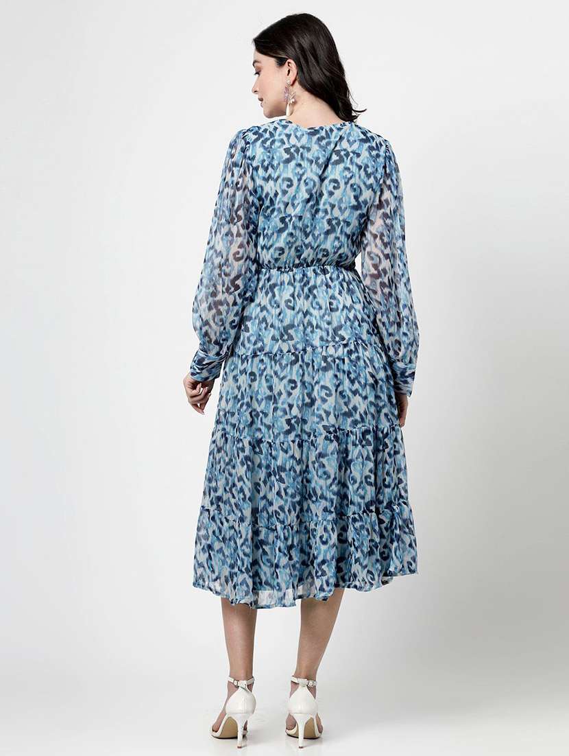 women blue polyester tiered dress - 21382432 -  Standard Image - 2