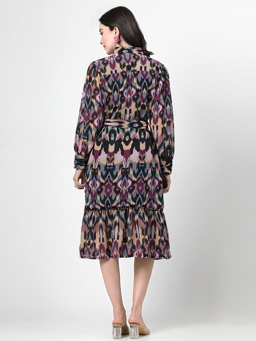 multicolored printed a-line dress - 21382437 - Standard Image - 2