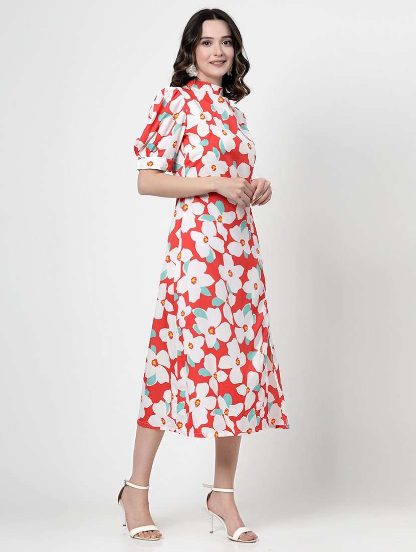 women red polyester a-line dress - 21382438 -  Standard Image - 2