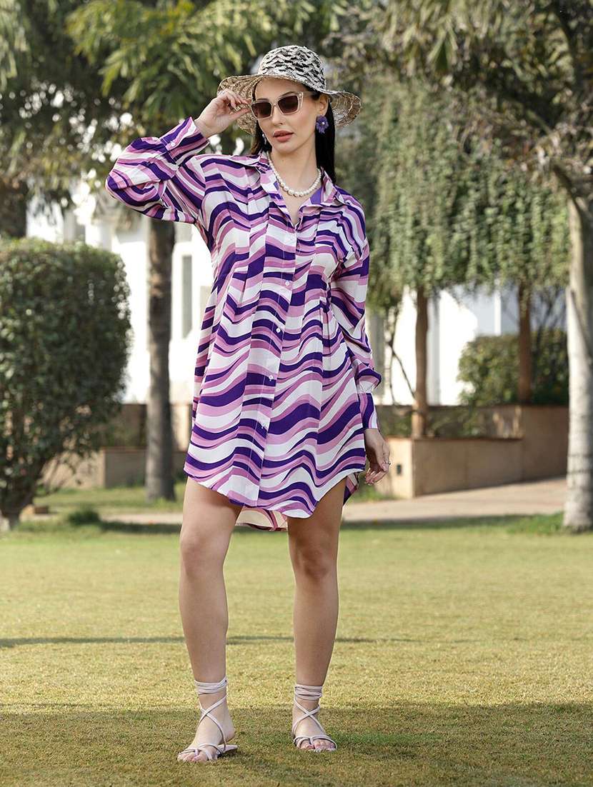 multicolored stripes shirt dress