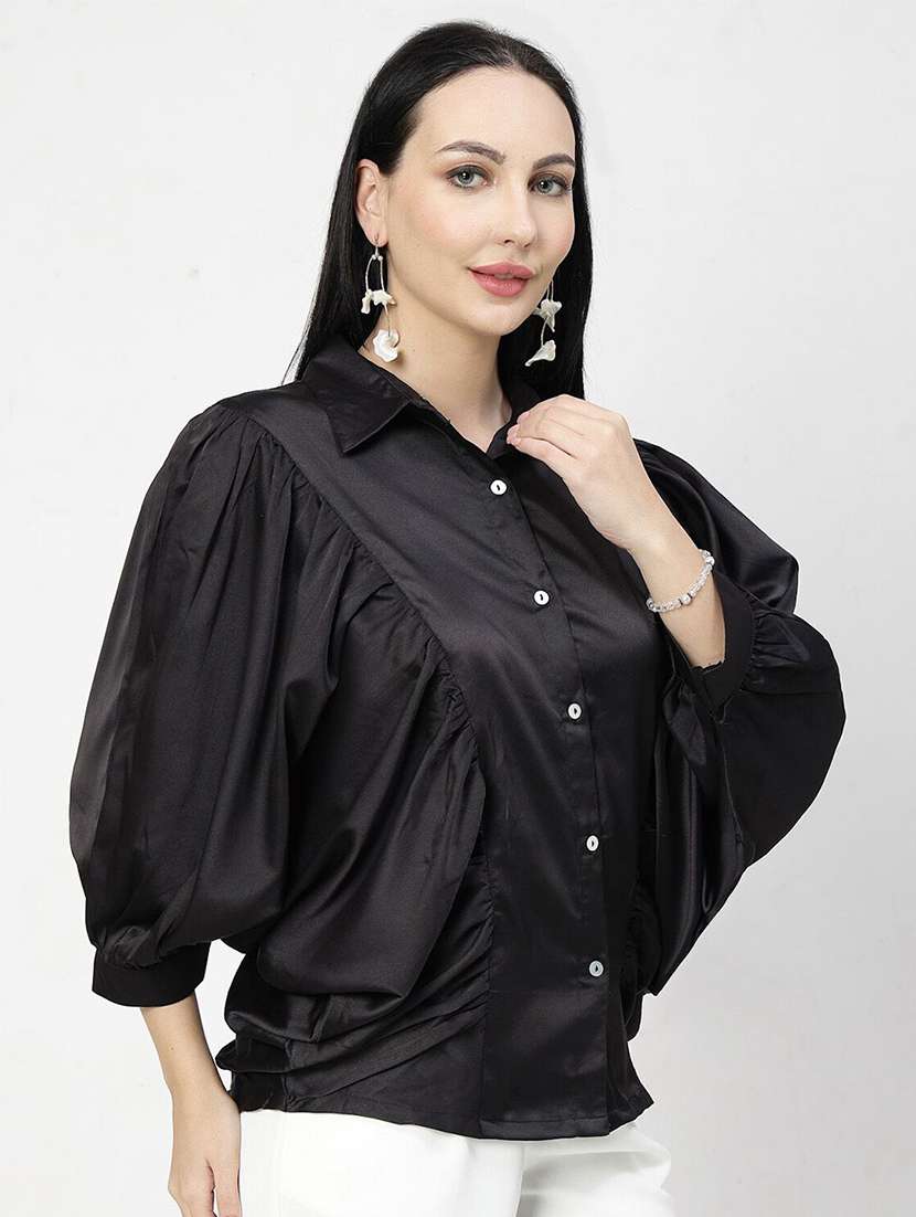 women black polyester regular shirt - 21382549 -  Standard Image - 2