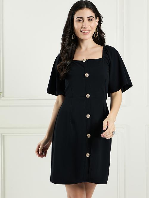 black polyester aline dress - 21382586 -  Standard Image - 0