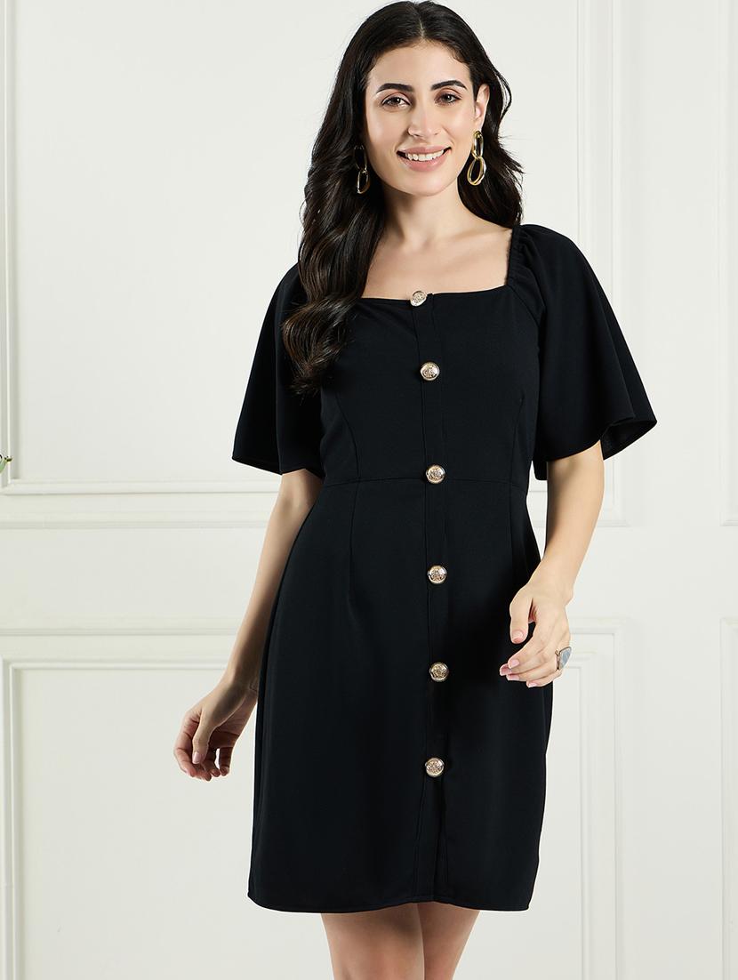 black polyester aline dress - 21382586 -  Zoom Image - 0